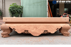 sập chân quỳ nguyên khối gỗ hương Nam Phi thô chưa phun PU