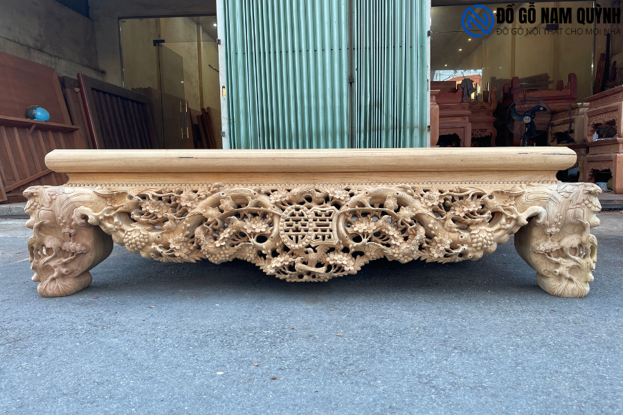 Bộ sập thập điểu quần mai tứ diện gỗ gụ dày 12cm tại cơ sở đồ gỗ nam quỳnh