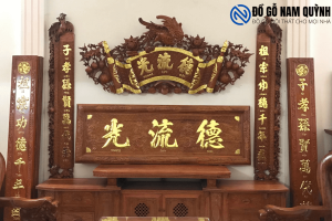 Bộ hoành phi câu đối dát vàng gỗ gụ siêu đẹp tại Đồ Gỗ Nam Quỳnh
