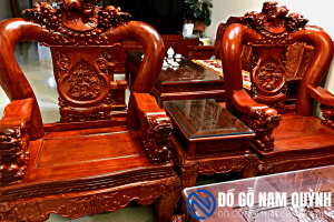 Bộ bàn ghế nghê 10 món gỗ hương đá đẹp tại Đồ Gỗ Nam Quỳnh