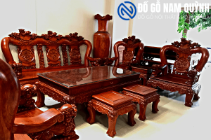 Bộ bàn ghế nghê 10 món gỗ hương đá đẹp tại Đồ Gỗ Nam Quỳnh