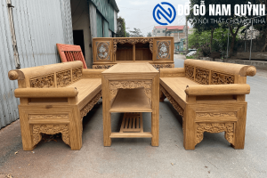 Combo trường kỷ tam quốc và tủ chè cổ gỗ gụ siêu đẹp tại Đồ Gỗ Nam Quỳnh