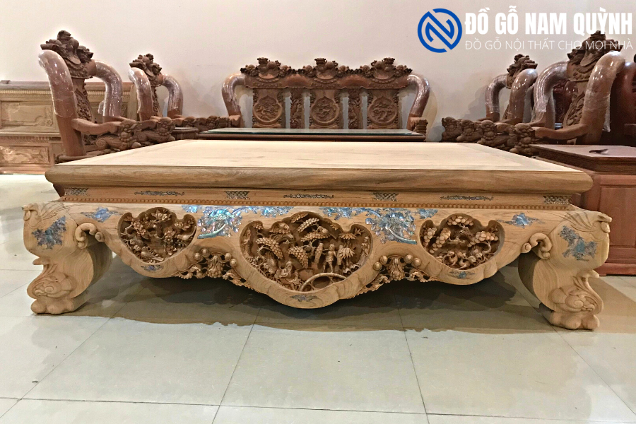 Mẫu sập ba bông gỗ gụ lào khảm trai ốc đẹp tại Đồ Gỗ Nam Quỳnh