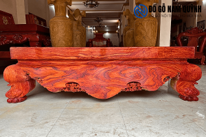 Bộ sập chân quỳ mặt nguyên khối gỗ hương đá 15 phân vân siêu đẹp tại Đồ Gỗ Nam Quỳnh