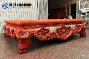 Sập ba bông gỗ hương đỏ nam phi khảm trai điểm ốc siêu đẹp tại Đồ Gỗ Nam Quỳnh