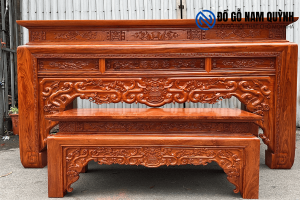 Bàn thờ gia tiên gỗ hương đá dày dặn siêu đẹp tại Đồ Gỗ Nam Quỳnh