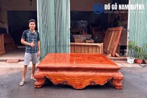 Sập gỗ hương đá chặt xoài vén chỉ siêu đẹp tại Đồ Gỗ Nam Quỳnh
