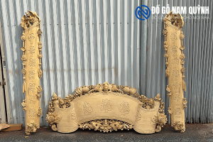 Cuốn thư câu đối gỗ gụ nguyên khối không chắp tại Đồ Gỗ Nam Quỳnh