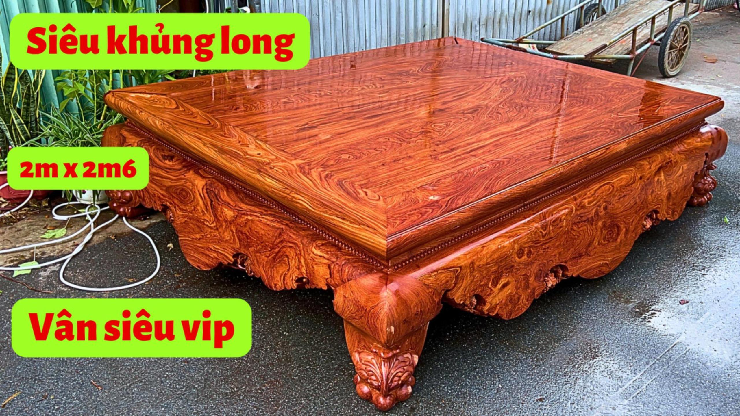 Siêu phẩm sập gỗ hương đá kích thước 2m x 2m6 vân vip tại Đồ Gỗ Nam Quỳnh