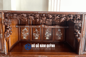 Tủ chè gỗ gụ lào khảm trai điểm ốc hàng dày dặn làm cho bác khách ở Huế tại Đồ Gỗ Nam Quỳnh