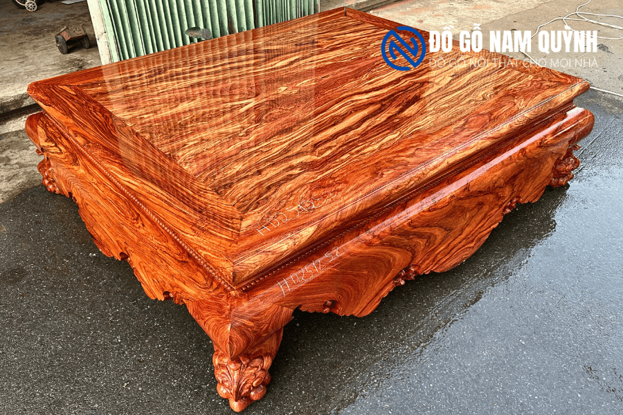 Sập chân quỳ dạ cá gỗ hương đá chọn vân loang siêu vip tại Đồ Gỗ Nam Quỳnh