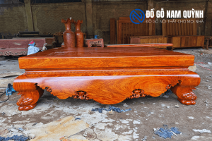 Sập chiếu ngựa gỗ hương đá dày 14 phân nguyên khối 1m8 x 2m2 siêu đẹp tại Đồ Gỗ Nam Quỳnh