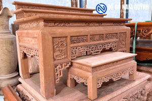Ban thờ tam cấp gỗ hương nam phi giá hạt rẻ tại Đồ Gỗ Nam Quỳnh