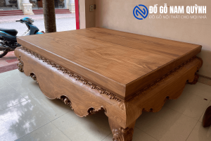 Sập chân quỳ mặt chiếu ngựa nguyên khối gỗ cẩm vàng tại Đồ Gỗ Nam Quỳnh
