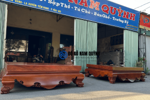 Sập chân quỳ mặt chiếu ngựa nguyên khối sơn Pu siêu đẹp tại Đồ Gỗ Nam Quỳnh