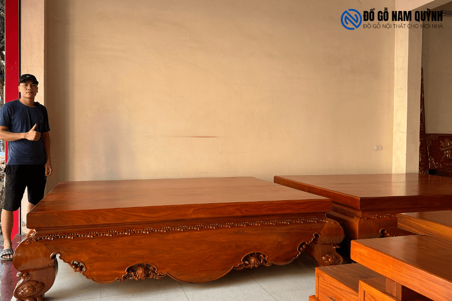 Sập gỗ nguyên khối gỗ cẩm vàng dày 12cm nguyên khối tại Đồ Gỗ Nam Quỳnh