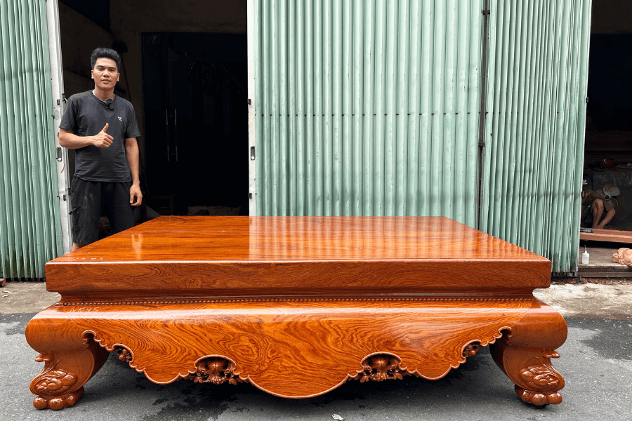 Sập gỗ nguyên khối gỗ hương đá tại Đồ Gỗ Nam Quỳnh