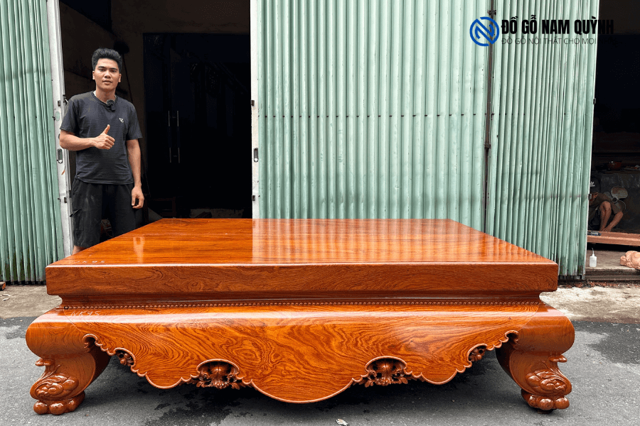 Sập gỗ nguyên khối gỗ hương đá tại Đồ Gỗ Nam Quỳnh
