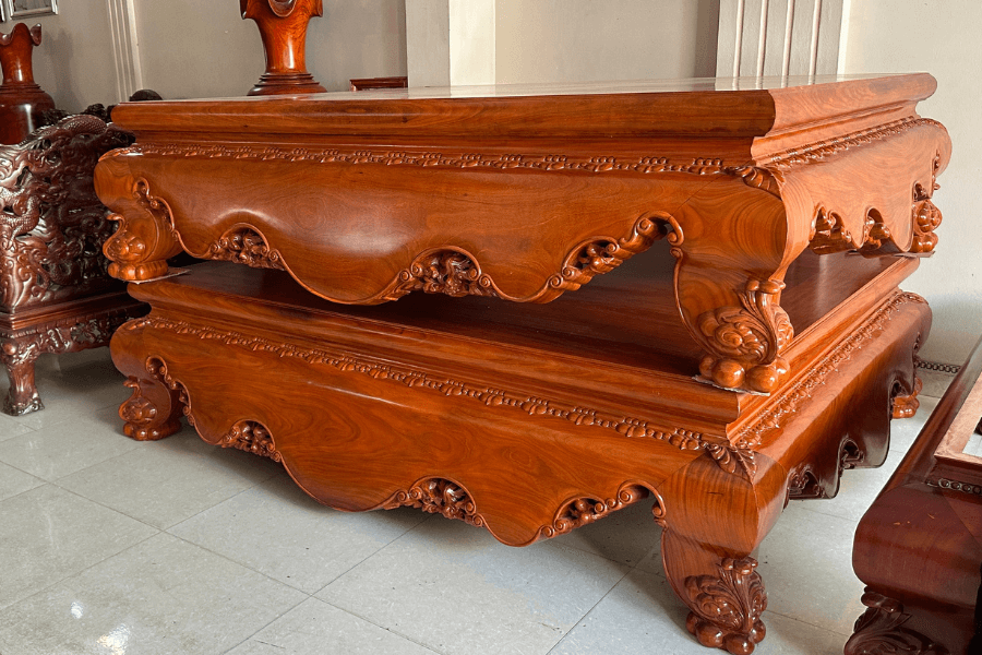 Bộ sập gỗ cẩm vàng phun Pu siêu đẹp tại Đồ Gỗ Nam Quỳnh