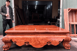 Bộ sập gỗ hương đá 1m6x2m chọn vân vip siêu đẹp tại Đồ Gỗ Nam Quỳnh