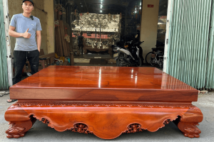 Sập chân quỳ mặt chiếu ngựa nguyên khối dày 15cm siêu đẹp tại Đồ Gỗ Nam Quỳnh