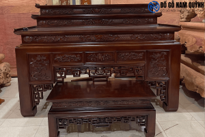 Bàn thờ tam cấp gỗ hương Nam Phi chân 16 siêu đẹp tại Đồ Gỗ Nam Quỳnh