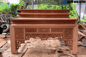Bàn thờ tam cấp gỗ hương Nam Phi chân 16 siêu đẹp tại Đồ Gỗ Nam Quỳnh