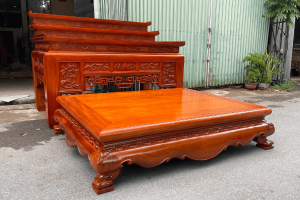 Combo sập chân quỳ và án gian thờ tam cấp gỗ hương đẹp tại Đồ Gỗ Nam Quỳnh