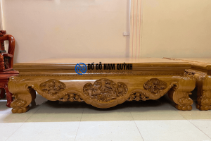 Sập gỗ cẩm vàng ba bông1m8x2m2 đục tay siêu đẹp tại Đồ Gỗ Nam Quỳnh