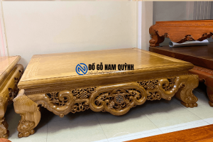 Sập gỗ cẩm vàng phúc chám 1m8x2m2 đục tay siêu đẹp tại Đồ Gỗ Nam Quỳnh