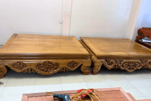 Sập gỗ cẩm vàng 1m8x2m2 đục tay siêu đẹp tại Đồ Gỗ Nam Quỳnh