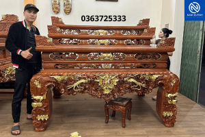Vua sập thờ mai điểu gỗ hương đá tam cấp chân 24 đẹp tại Đồ Gỗ Nam Quỳnh