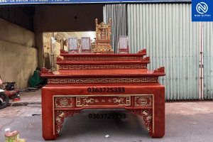 Bàn thờ tam cấp gỗ hương đá giát vàng đẹp tại Đồ Gỗ Nam Quỳnh