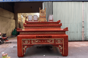 Bàn thờ tam cấp gỗ hương đá giát vàng đẹp tại Đồ Gỗ Nam Quỳnh