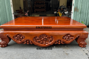 Sập ba bông gỗ gụ Nam Phi đục kênh bong siêu đẹp tại Đồ Gỗ Nam Quỳnh